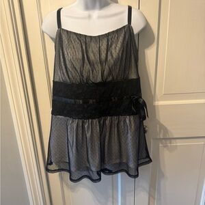 Torrid Black and White Lace Trim Top